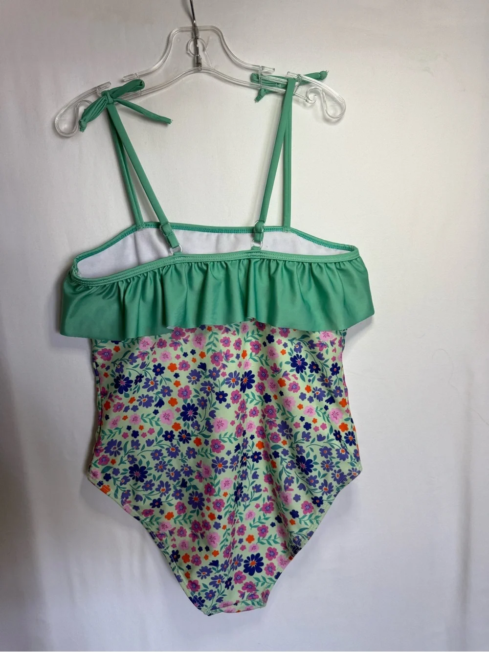 YMI Girls One-Piece Swimsuit Mint Green with Multicolor Floral Print